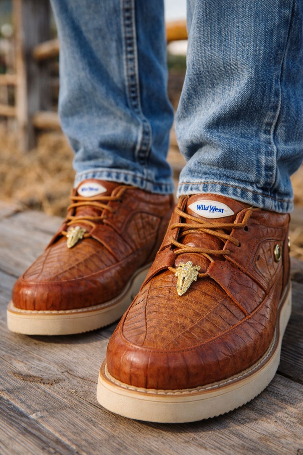 Men's Wild West Boots Caiman and Ostrich Skin Shoe 2ZA050203