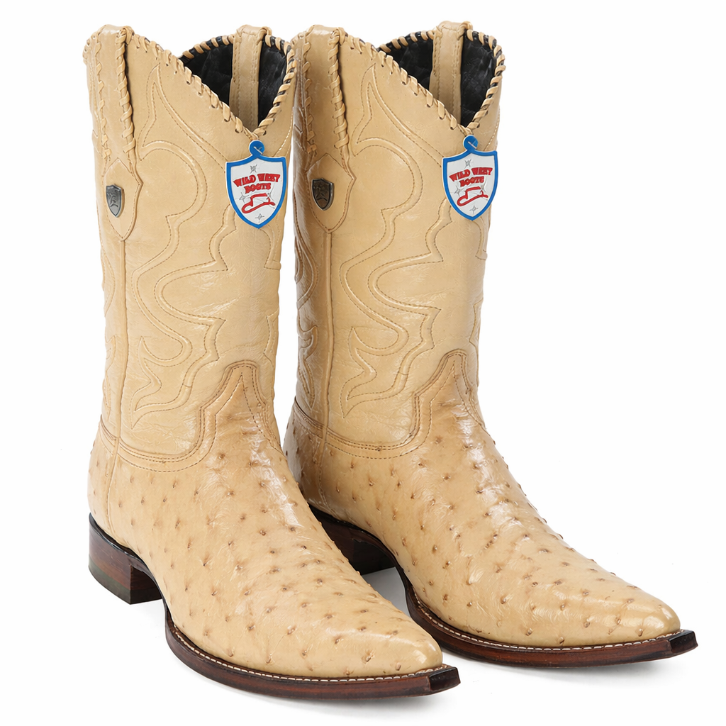 Men's Wild West Ostrich Skin 3X Toe Boots 29503-B-New Designer Collection - 6