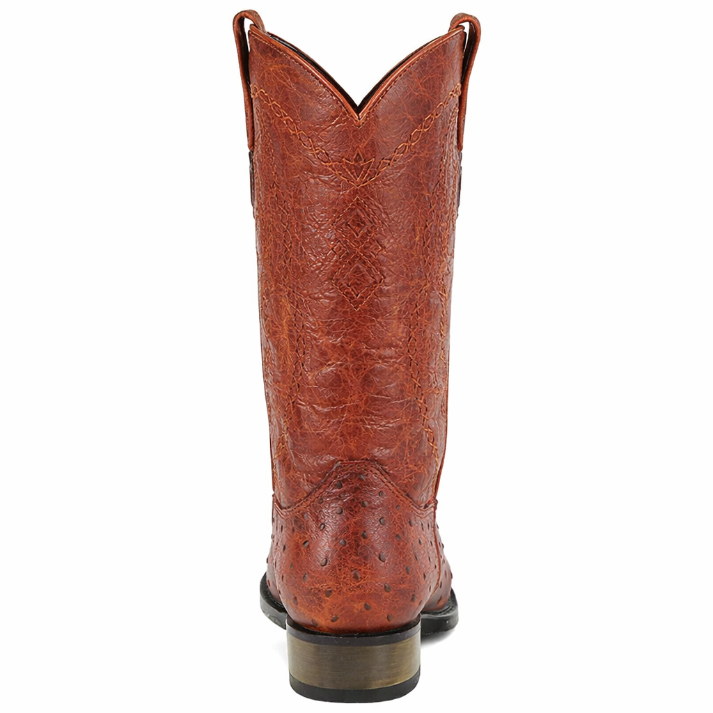 Men's Wild West Ostrich Skin 3X Toe Boots 29503-B-New Designer Collection - 6
