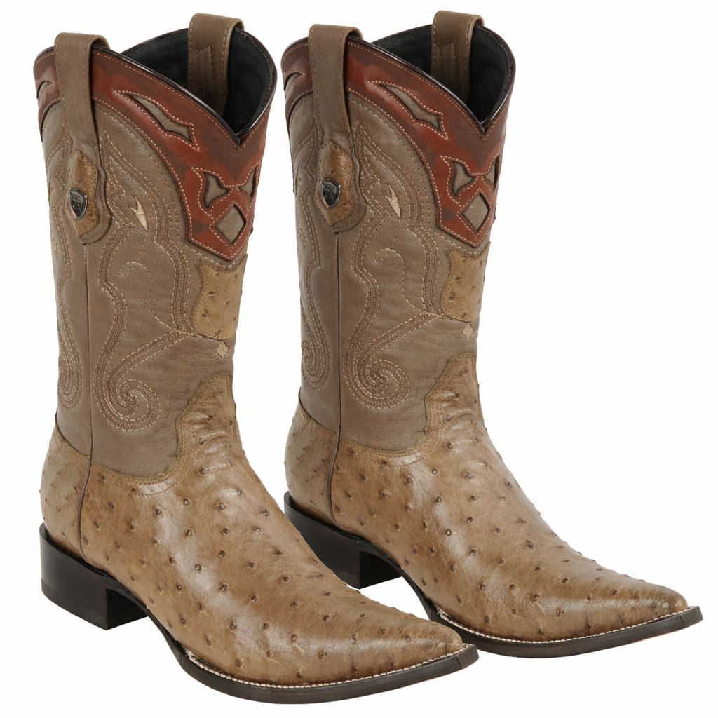 Men's Wild West Ostrich Skin 3X Toe Boots 29503-B-New Designer Collection - 6