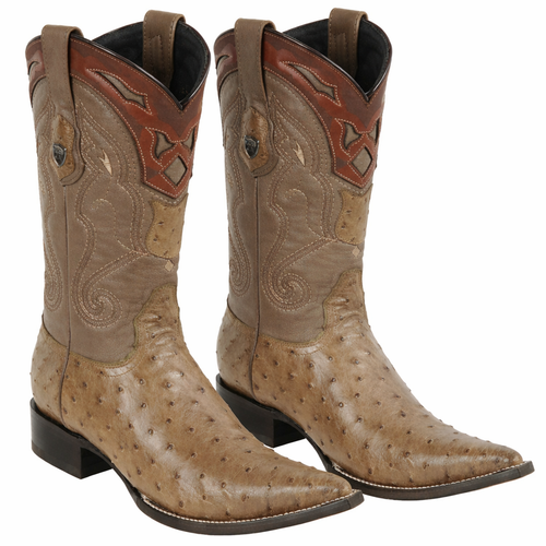 Men's Wild West Ostrich Skin 3X Toe Boots 29503-B-New Designer Collection