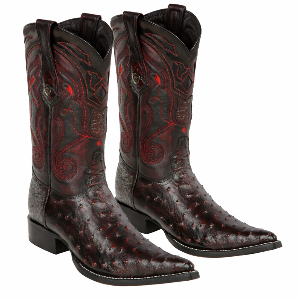 Men's Wild West Ostrich Skin 3X Toe Boots 29503-B-New Designer Collection - 6
