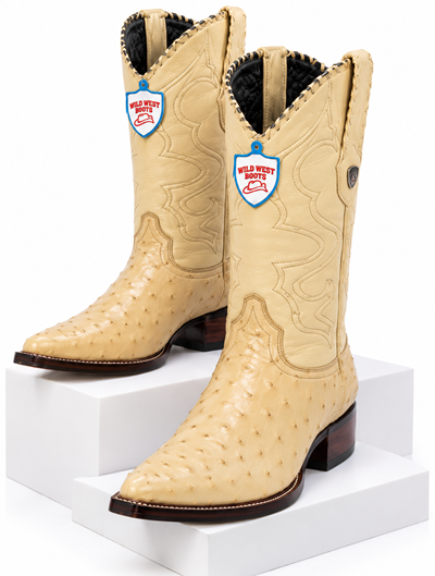 Men's Wild West Ostrich Skin 3X Toe Boots 29503-B