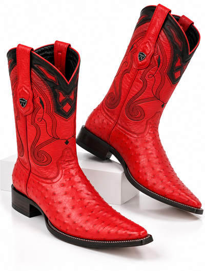 Men's Wild West Ostrich Skin 3X Toe Boots 29503-B