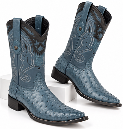 Men's Wild West Ostrich Skin 3X Toe Boots 29503-B