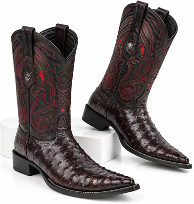 Men's Wild West Ostrich Skin 3X Toe Boots 29503-B