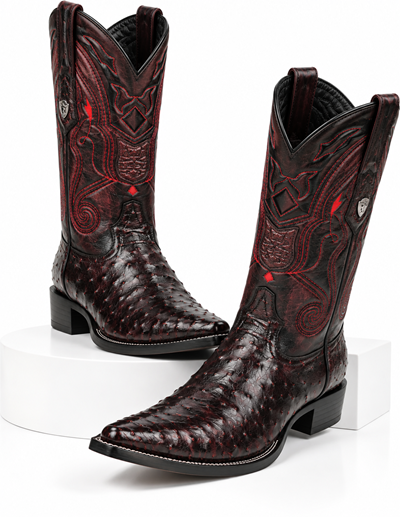 Men's Wild West Ostrich Skin 3X Toe Boots 29503-B
