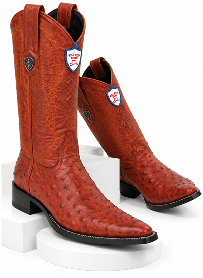 Men's Wild West Ostrich Skin 3X Toe Boots 29503-B