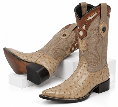 Men's Wild West Ostrich Skin 3X Toe Boots 29503-B