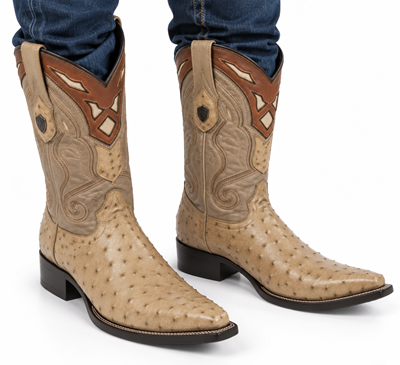 Men's Wild West Ostrich Skin 3X Toe Boots 29503-B