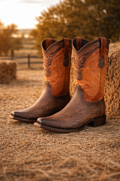 Men's Wild West Shark Skin Snip Toe Boots-New Designer Collection