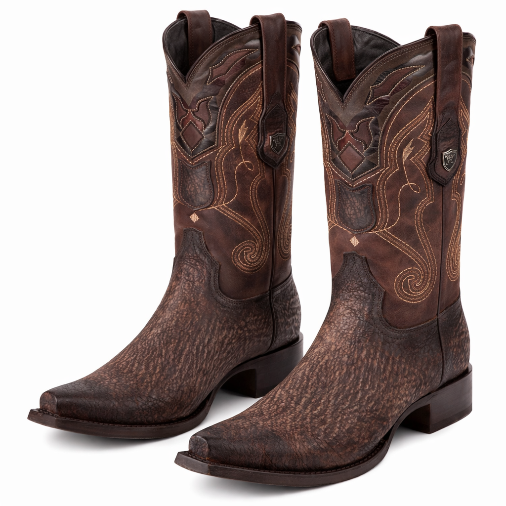 Men's Wild West Shark Skin Snip Toe Boots-New Designer Collection - 6