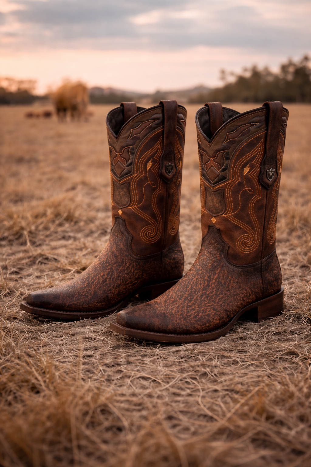 Men's Wild West Shark Skin Snip Toe Boots-New Designer Collection - 6