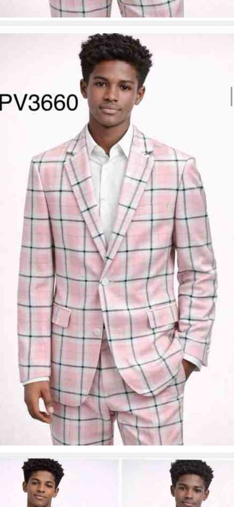 Mens Pink and Black Plaid Designer Suit Set – Stylish Suit with Check Pattern Jacket and Windownpane Summer Color - 34 Short or Extra Small