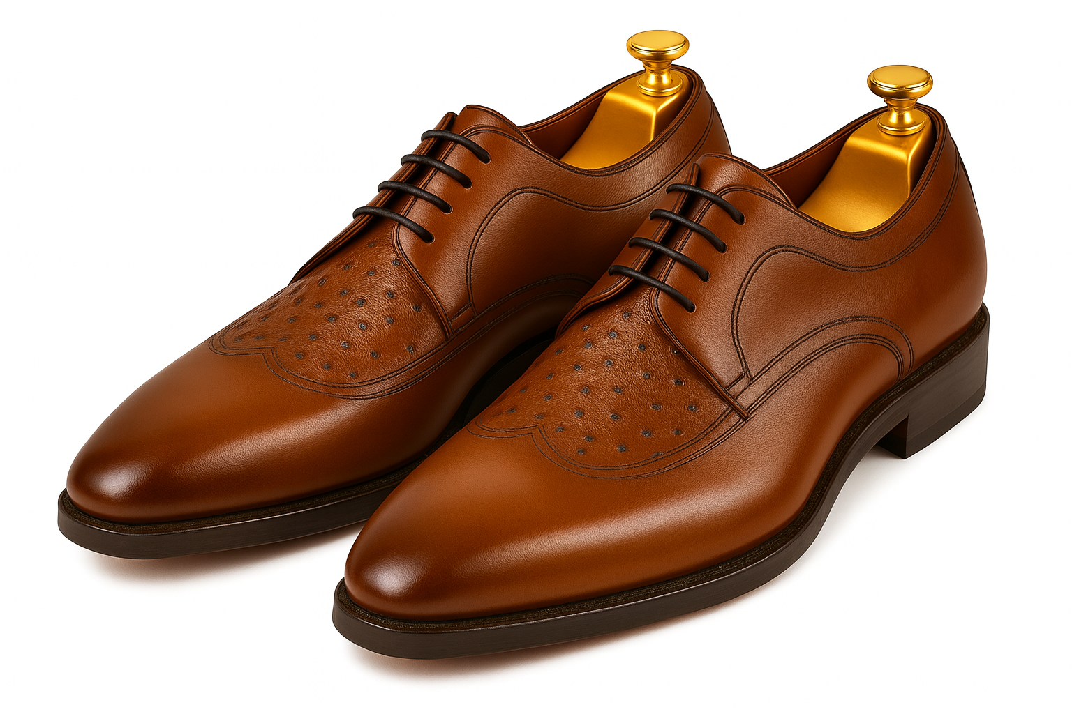 Mens Carrucci Ostrich Embossed Leather Wingtip Dress Shoe in Oxblood - 8