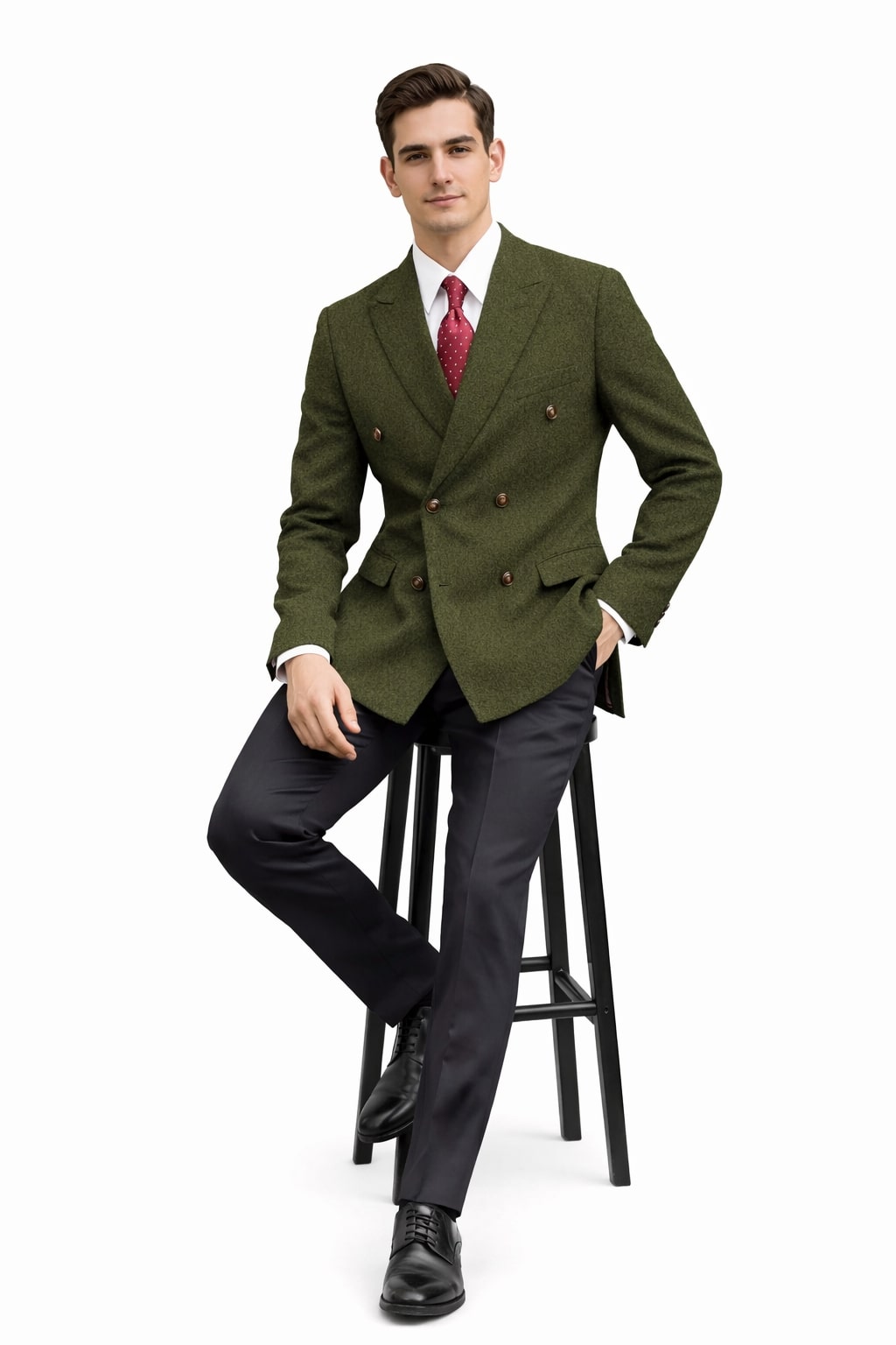 Mens Dark Green Winter Blazer - Hunter Sport Coat jacket Modern Fit 2 Buttons Style Notch - 36 Short
