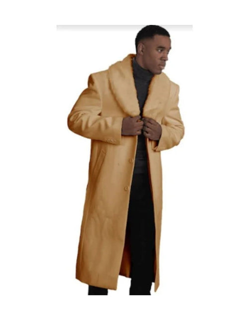 Men's Wool Car Coat - camel Driver Coat
