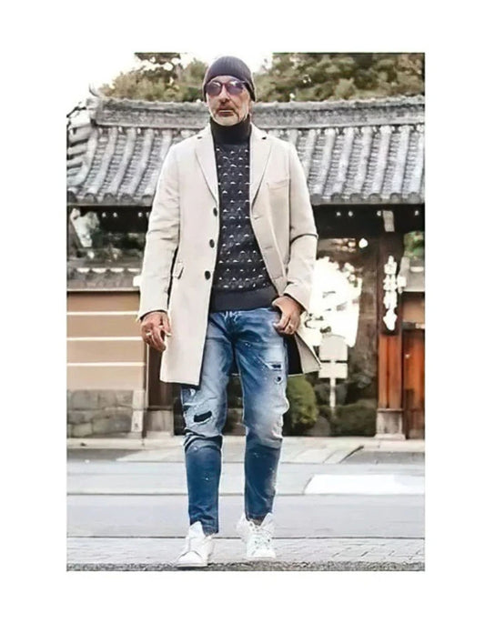 Men's Wool Car Coat - Light tan Driver Coat