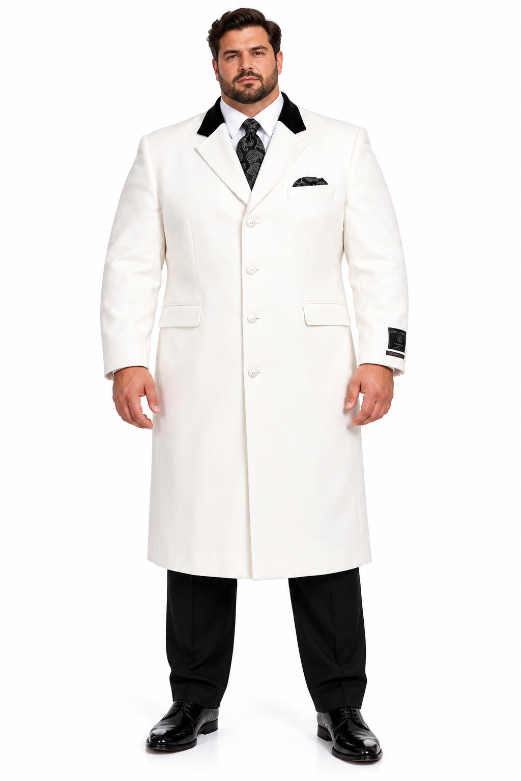 Mens Wool Coat Cashmere Full Length Top White Overcoat
