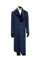 Mens Wool Overcoat With Fur Collar Full Length 48 Inches Blue Color - Navy Blue Topcoat