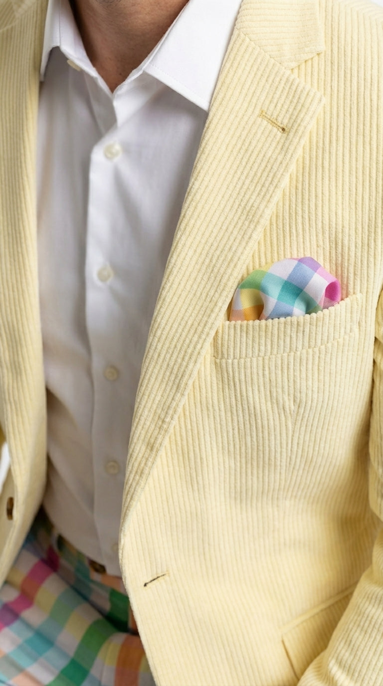 Mens Yellow Seersucker Blazer – Lightweight Summer Sport Coat Formal Casual Wedding Party Jacket - 36 Short