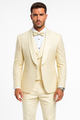 Men’s Floral Lace Ivory Tuxedo with Vest – Premium Wedding Formalwear