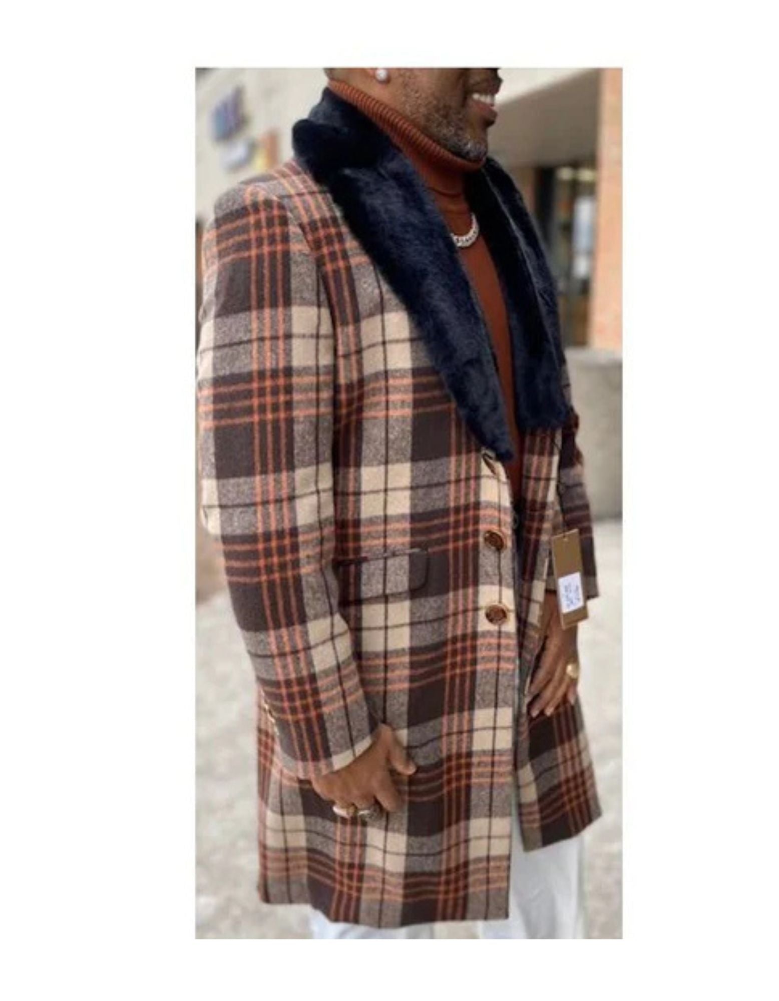 Mens Camel Beige Khaki Wool Pea Coat - Coat Size 38