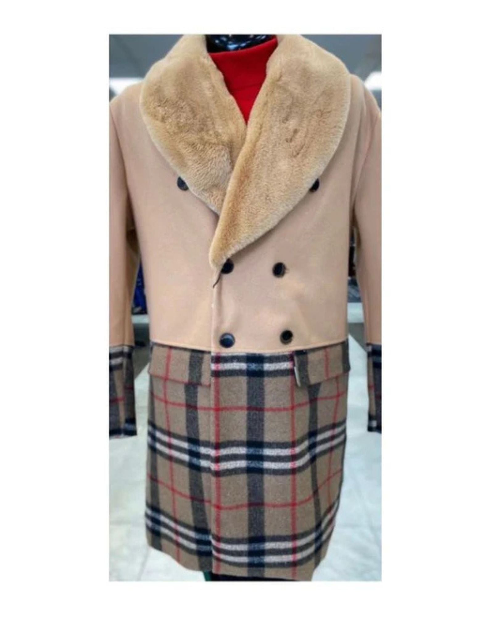 Mens Camel Color Wool Peacoat - Coat Size 38