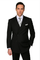 Mens Classic Wool Double Breasted Suit in Black