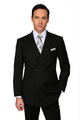 Mens Classic Wool Double Breasted Suit in Black