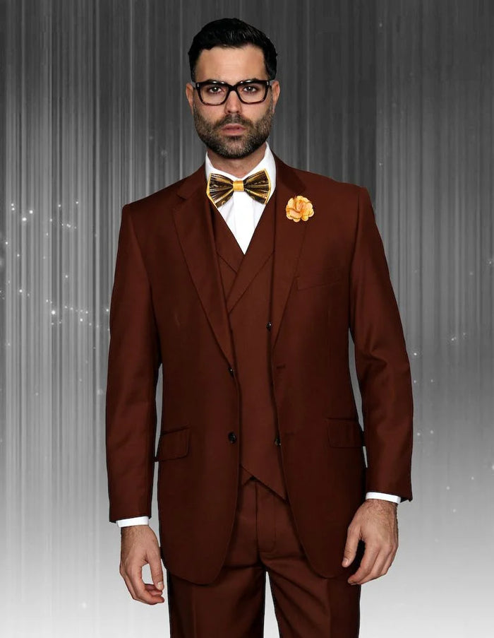 Slim Fit Design  Elegant Men's 3 Piece 100% Wool Suit
