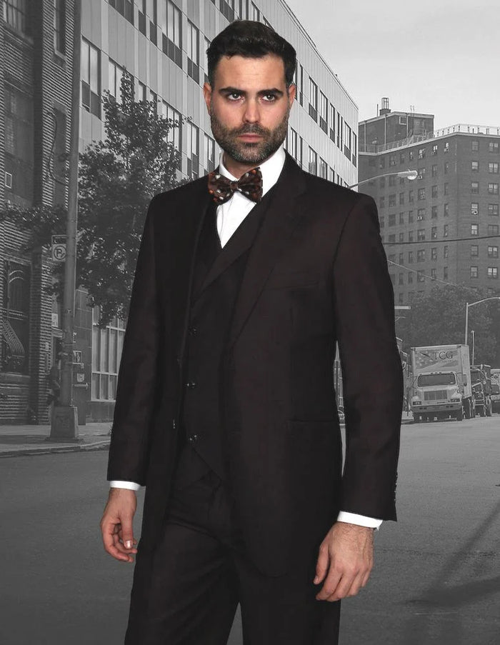 Slim Fit Design  Elegant Men's 3 Piece 100% Wool Suit
