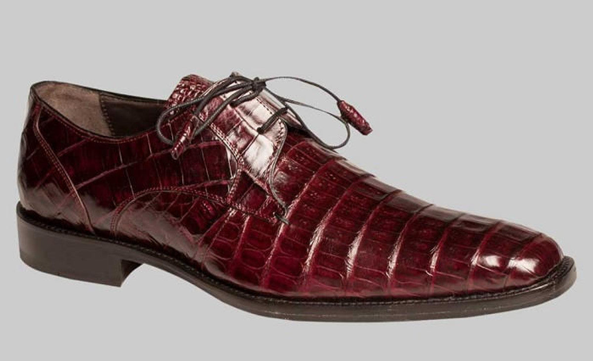 Mezlan Burgundy Crocodile Shoes Men Plain Toe Anderson - 8