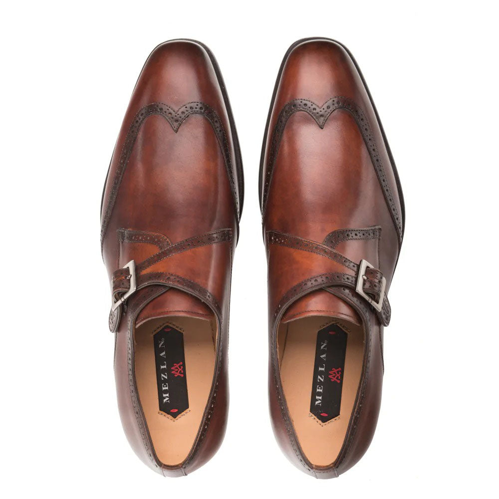 Mezlan Forest Wingtip Monkstrap Shoes Cognac (9268) - Medium