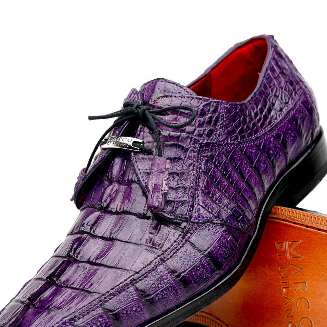 Marco Di Milano Cancun Purple Caiman Crocodile Derby - 6