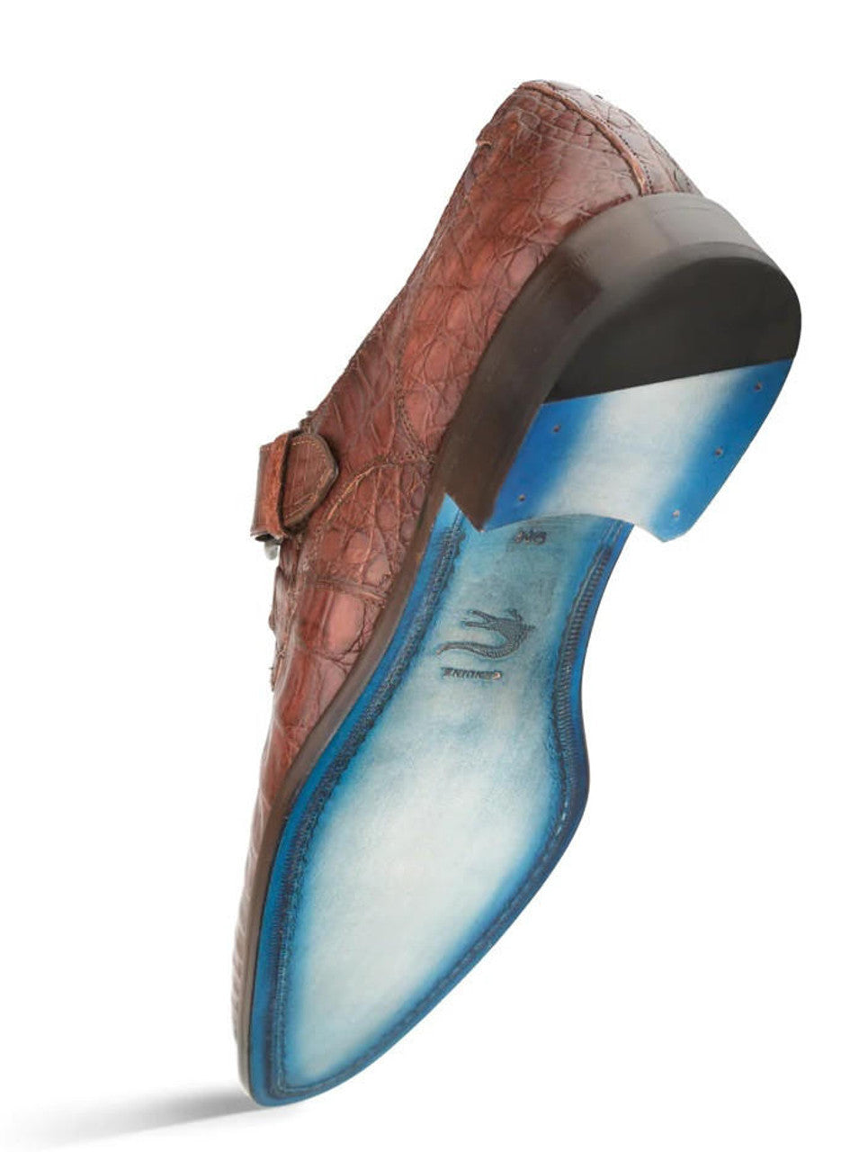 J Toe Cowboy Boots - J Toe Western Boots - Mezlan Men's Crocodile Buckle Shoes Sport Brown Magnus - 8 M