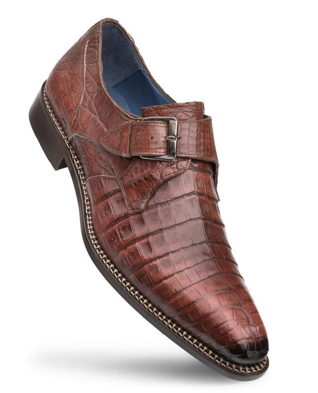 J Toe Cowboy Boots - J Toe Western Boots - Mezlan Men's Crocodile Buckle Shoes Sport Brown Magnus - 8 M