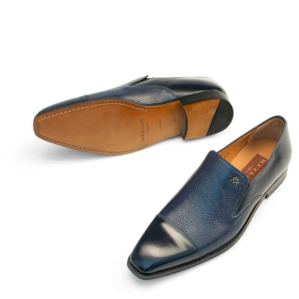 Mezlan Milani Deerskin Cap Toe Loafers Blue (18984) - Medium