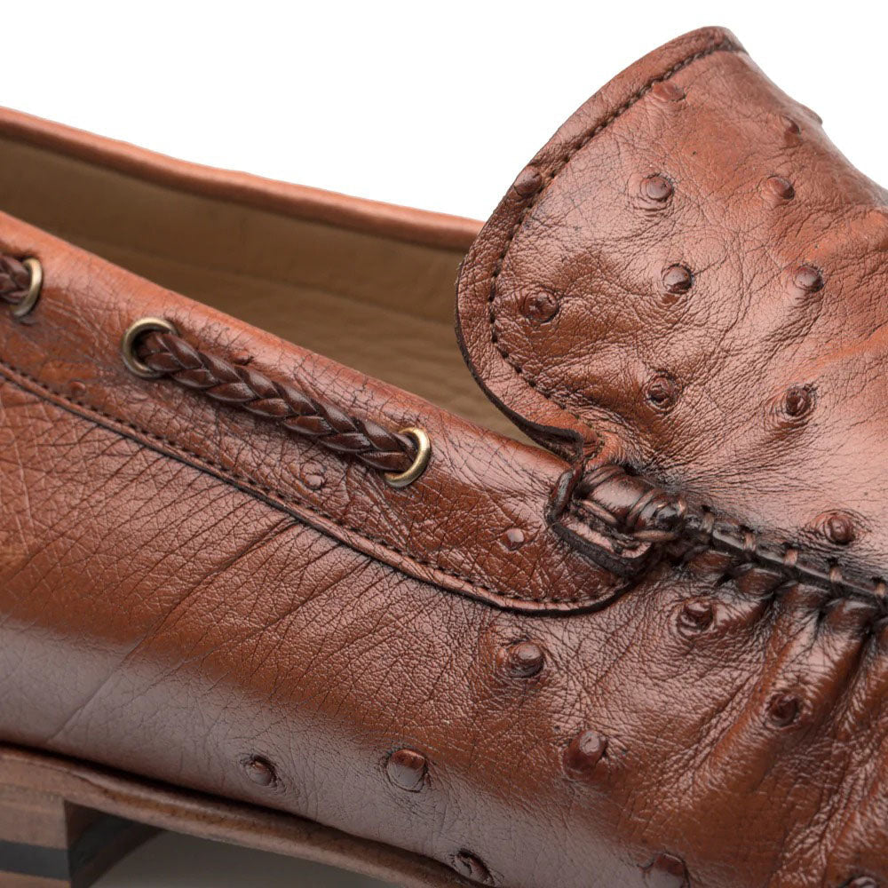Mezlan Ostrich Dress Moccasin Brandy (RX612) - Medium