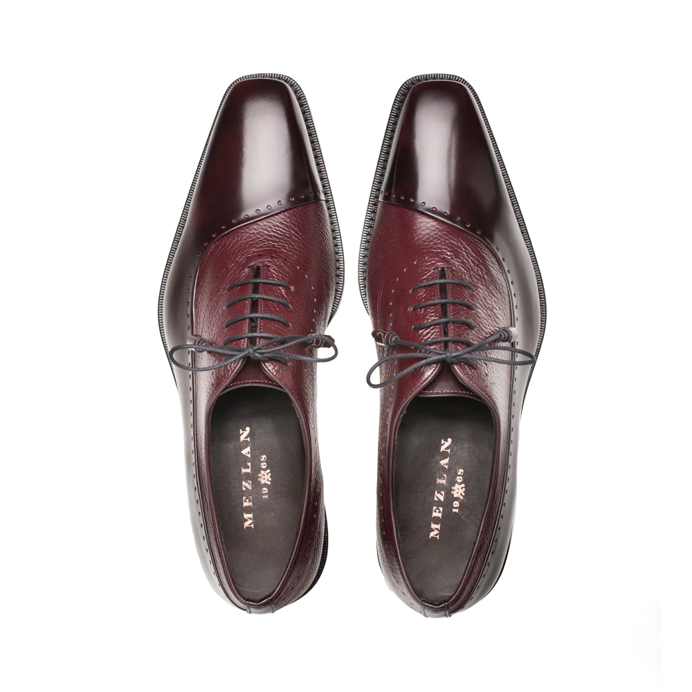 Mezlan Postdam Deerskin Calfskin Shoes Burgundy (16409) - Medium