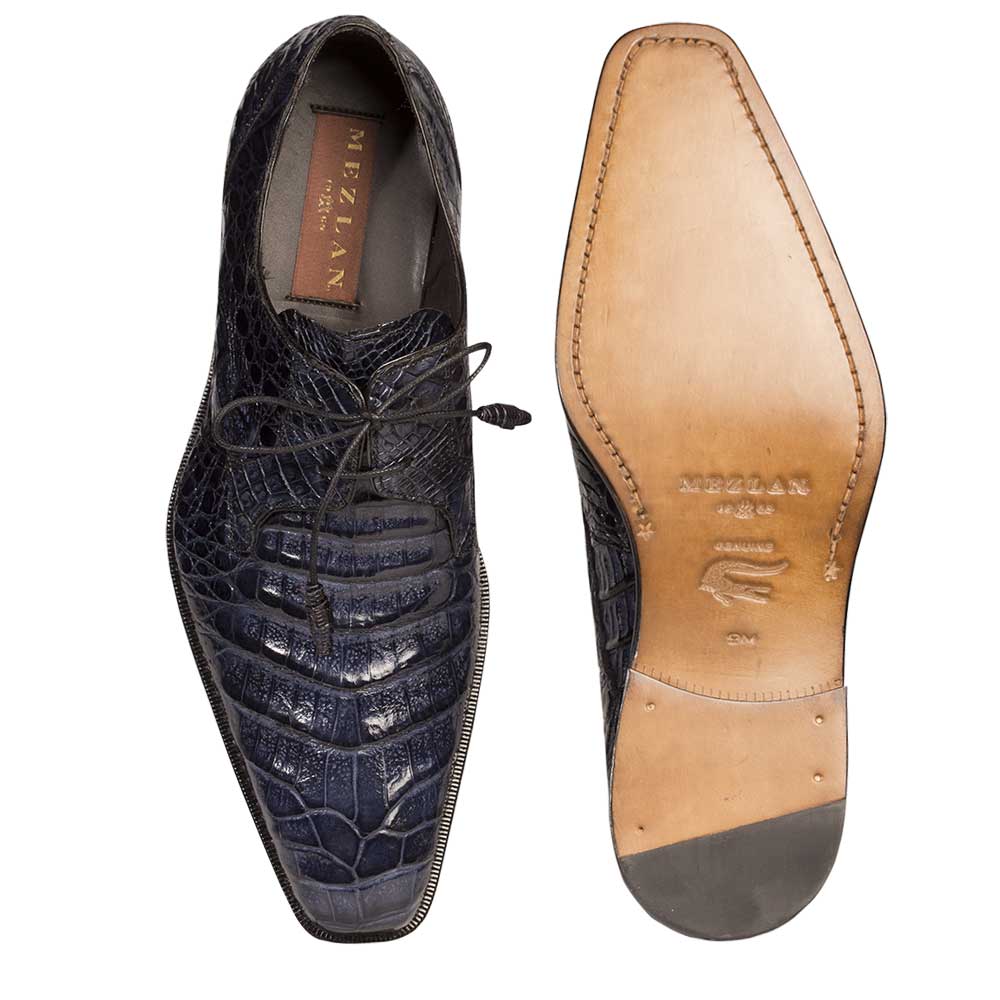 Mens Mezlan Anderson Caiman Crocodile Dress Shoe in Navy - 7