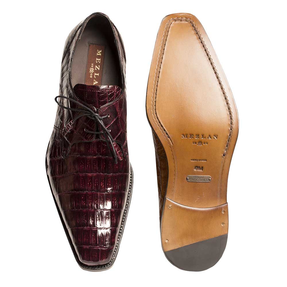 Mens Mezlan Anderson Caiman Crocodile Dress Shoe in Burgundy - 7