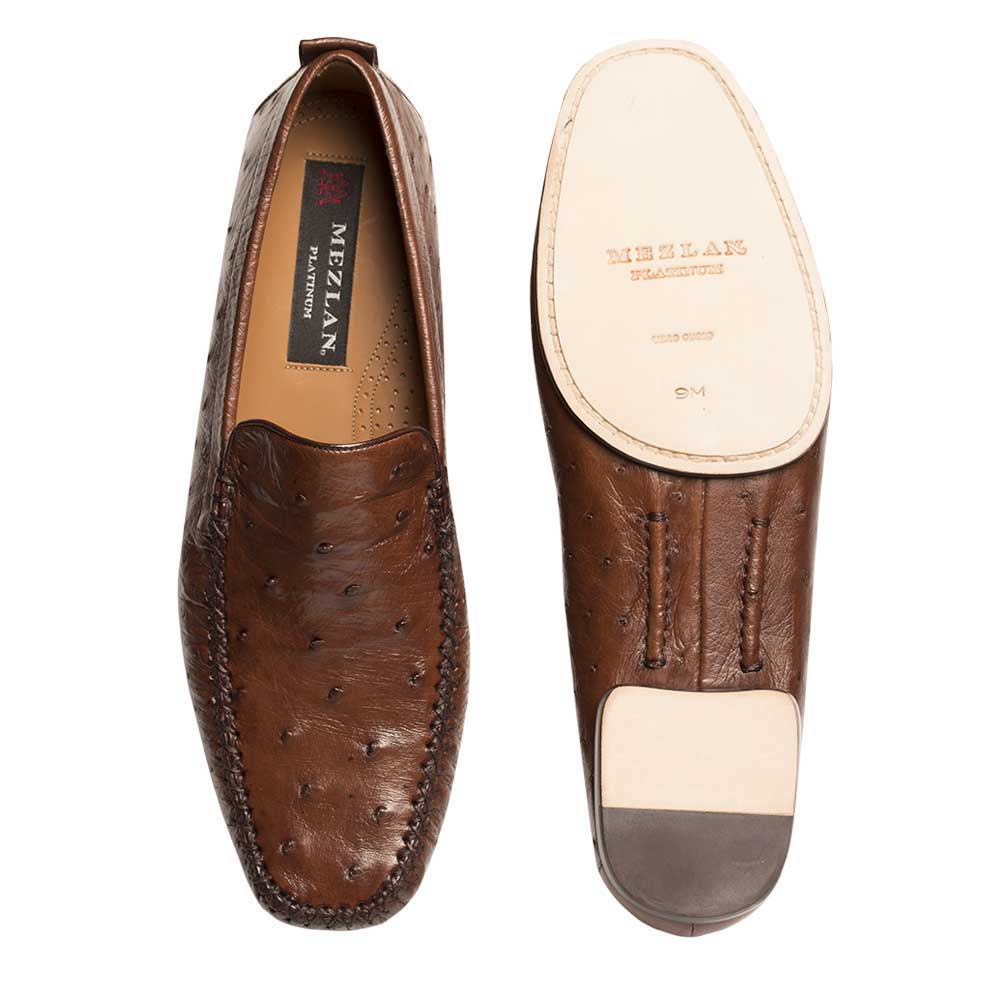 Mens Mezlan Rollini Ostrich Quill  Dress Shoe Loafer in Brown - 9.5