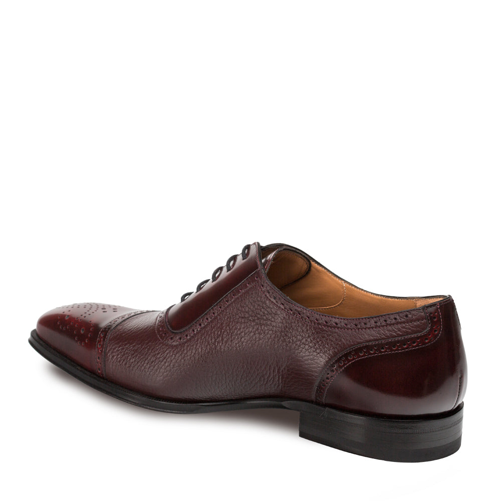 Mens Mezlan Murino Calf & Deerskin Cap Toe Dress Shoe in Burgundy - 7