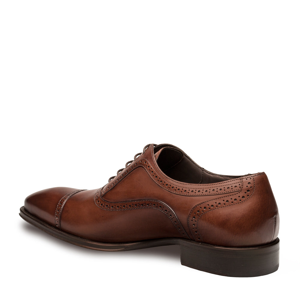 Mens Mezlan Remy Classic Calfskin Cap Toe Dress Shoe in Cognac - 9