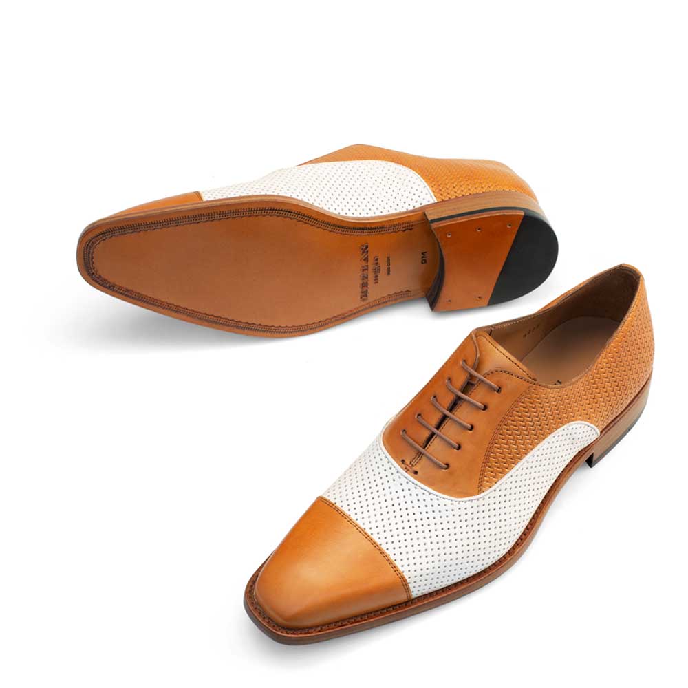 Mens Mezlan Two Tone Business Casual Dress Shoe in Camel & White - 8