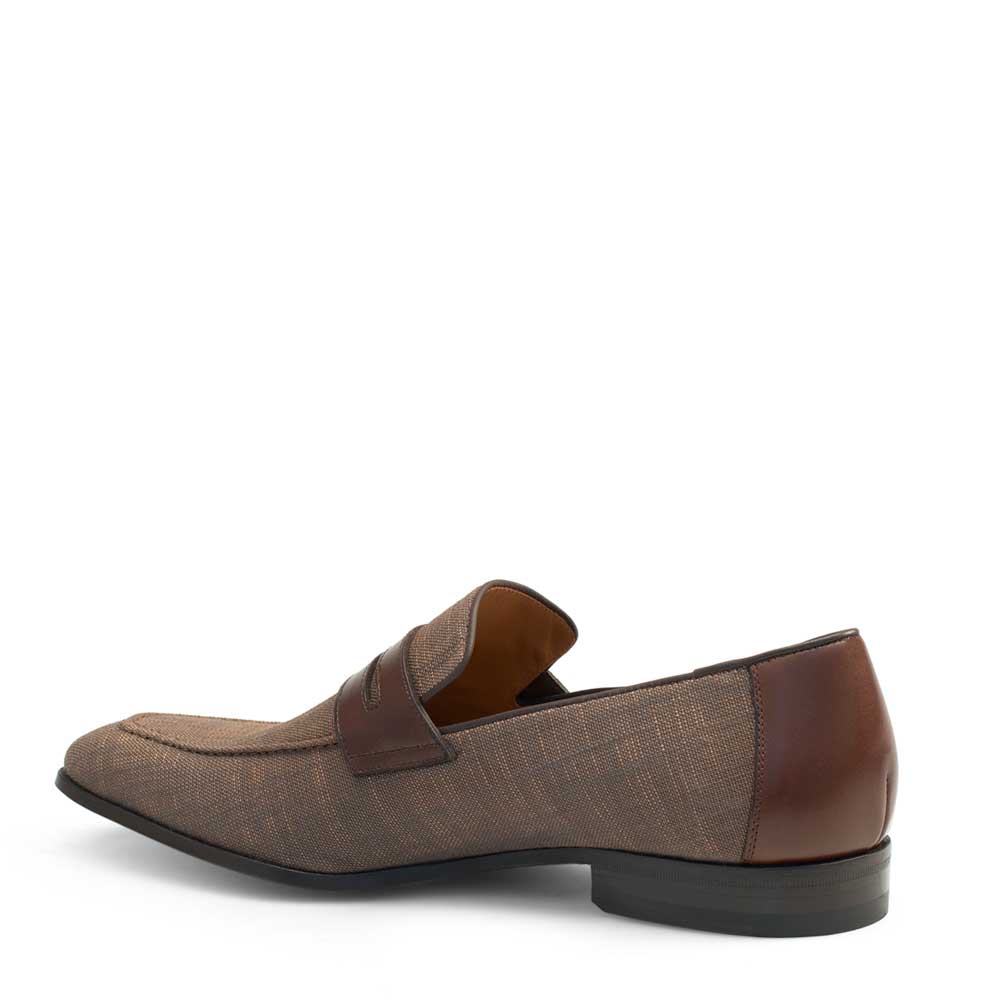 Mens Mezlan Fabric & Calfskin Penny Loafer in Taupe - 8