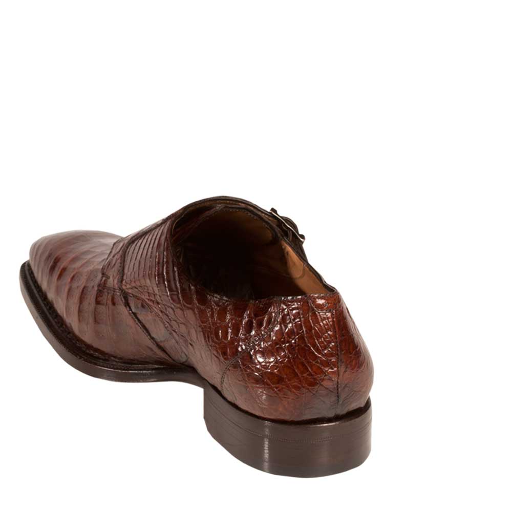 Mens Mezlan Prague Double Monk Strap Caiman Crocodile Dress Shoe in Cognac - 8 Standard / D / Medium