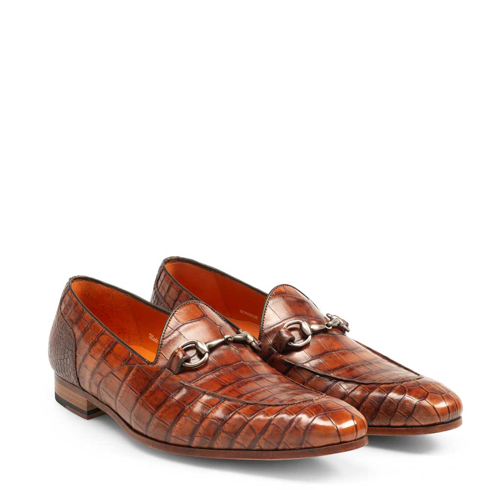 Mens Mezlan Borgese Alligator Dress Shoe Loafer in Cognac - 8.5