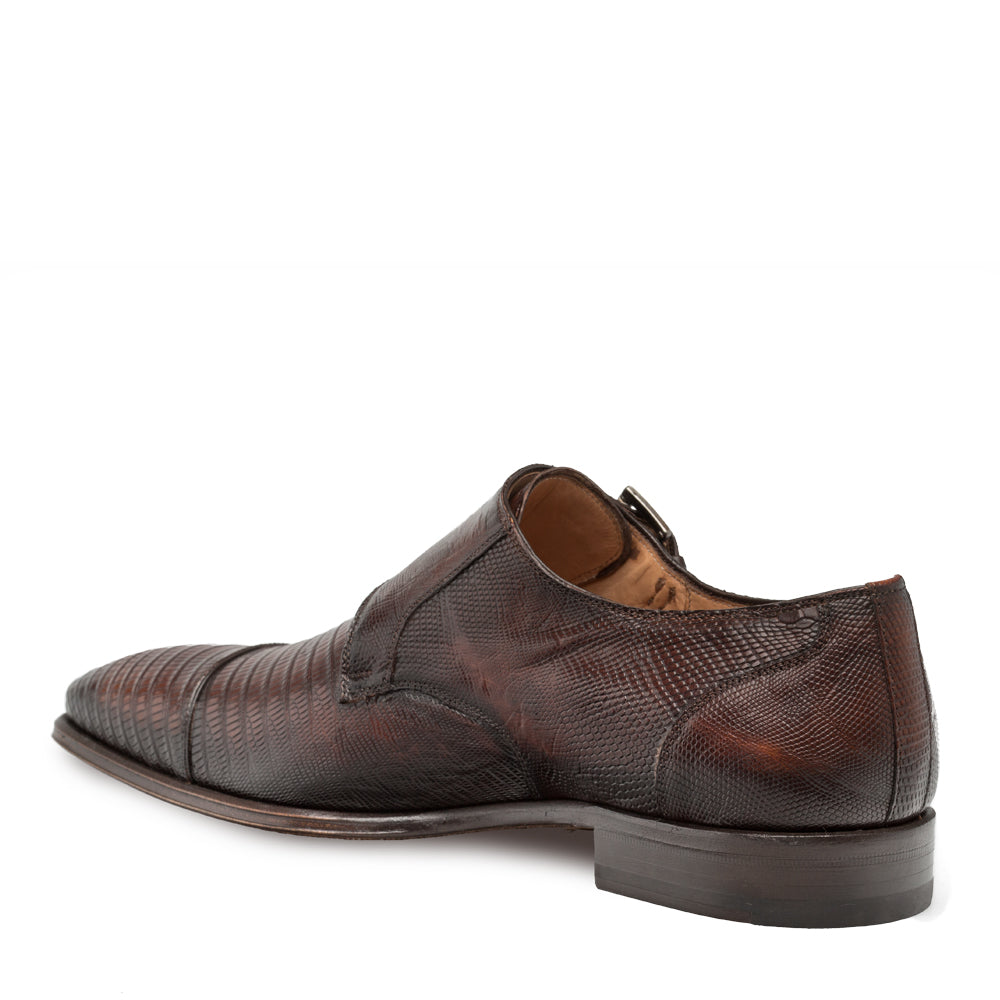 Mens Mezlan Argentum Lizard Double Monk Strap in Cognac - 8